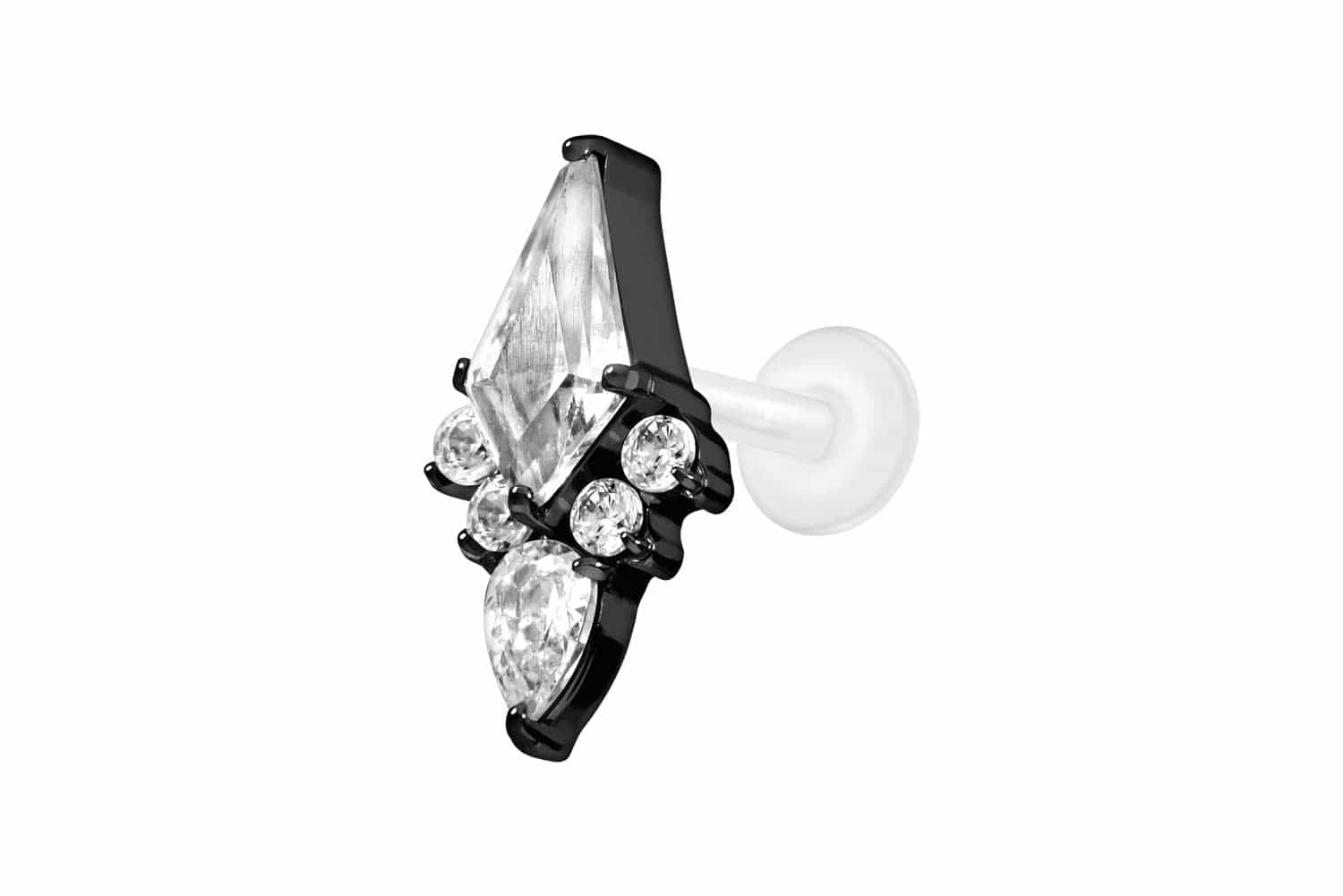 PTFE Labret Piercing mit Innengewinde + Titan-Aufsatz KRISTALLSCHILD